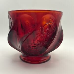 Vintage Fenton Paisley Swirl Ruby Red Amberina Candy Dish - Fenton Red Dish